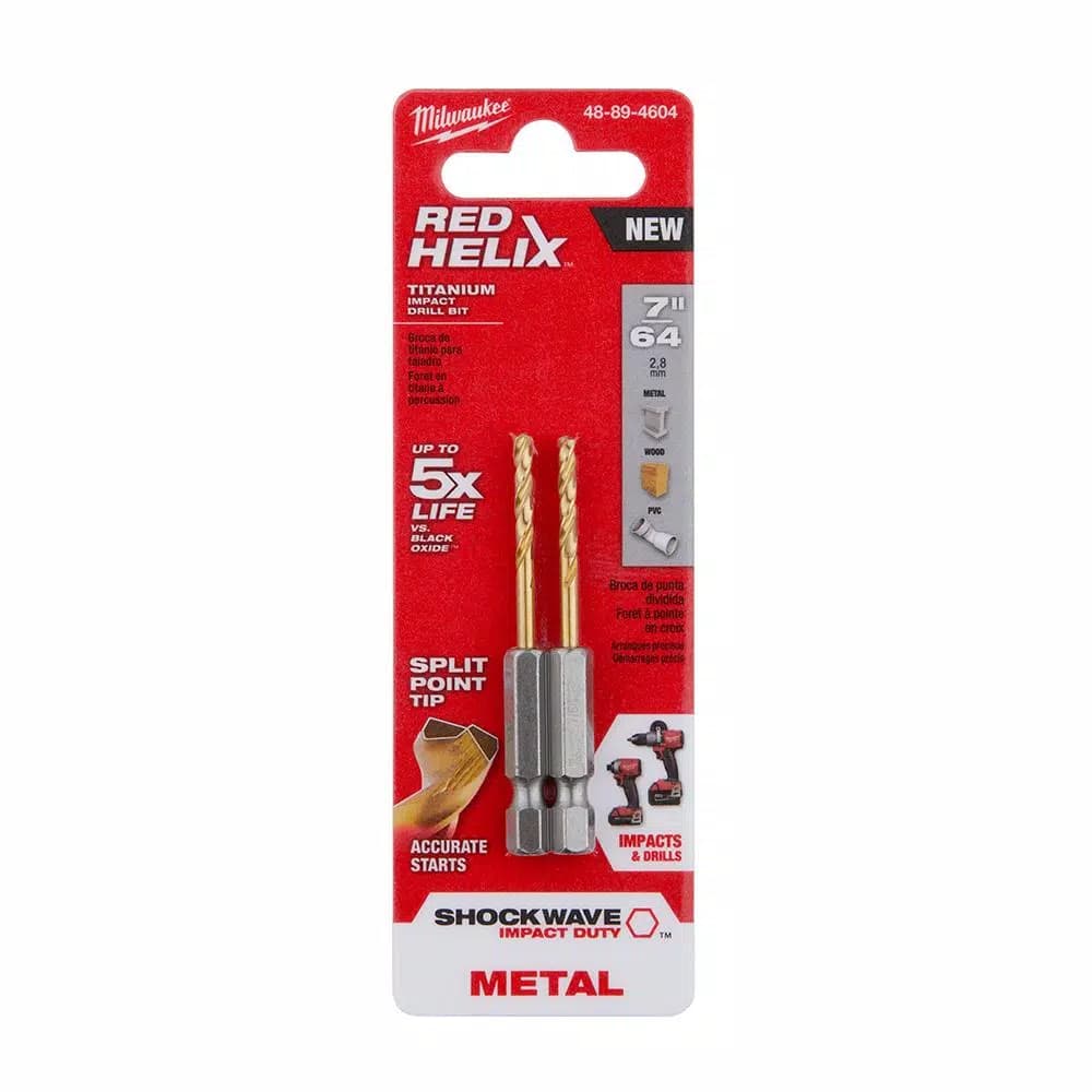 Milwaukee SHOCKWAVE 7/64 in. Titanium Twist Drill Bit, 1/4 in. Hex Shank