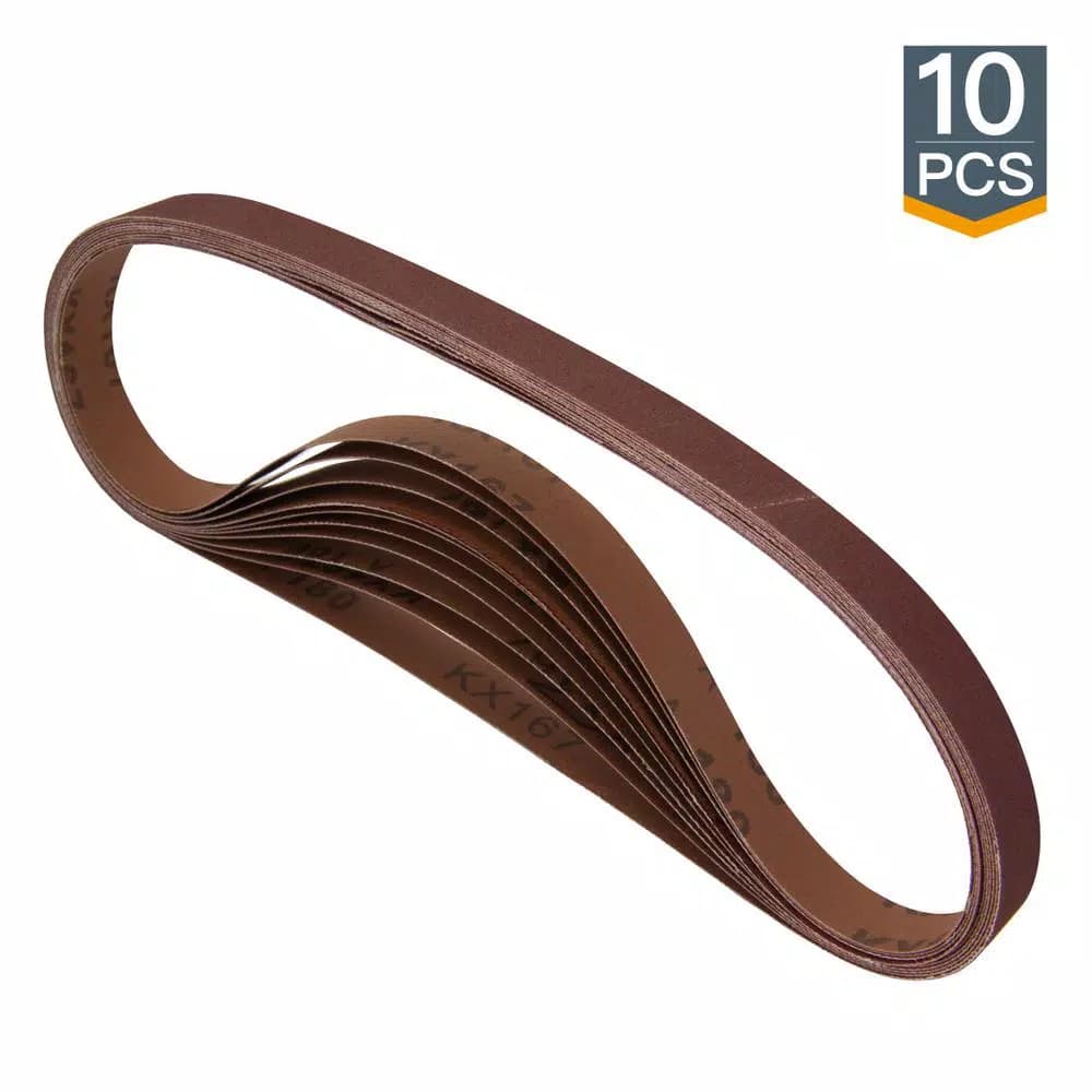 POWERTEC 2 in. x 72 in. 40 Grit Aluminum Oxide Sanding Belts, 10-Pack