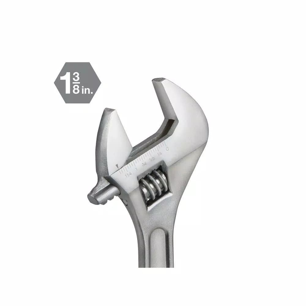 TEKTON 12 in. Adjustable Wrench, Carbon Steel with Satin Chrome Finish