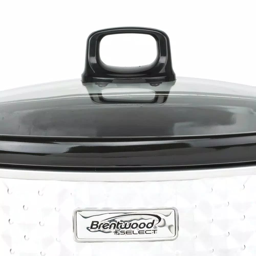 Brentwood Appliances SC-157W 7 Qt. Pearl Slow Cooker with Tempered Glass Lid