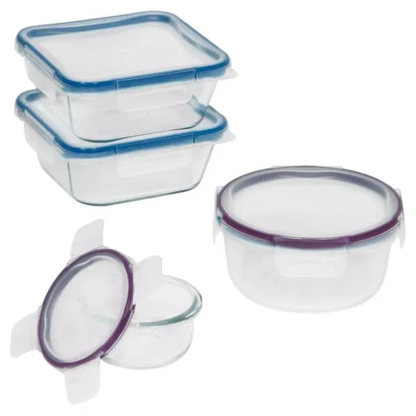 Snapware Total Solutions 8-Piece Glass Food Storage Set with Write + Erase Lids