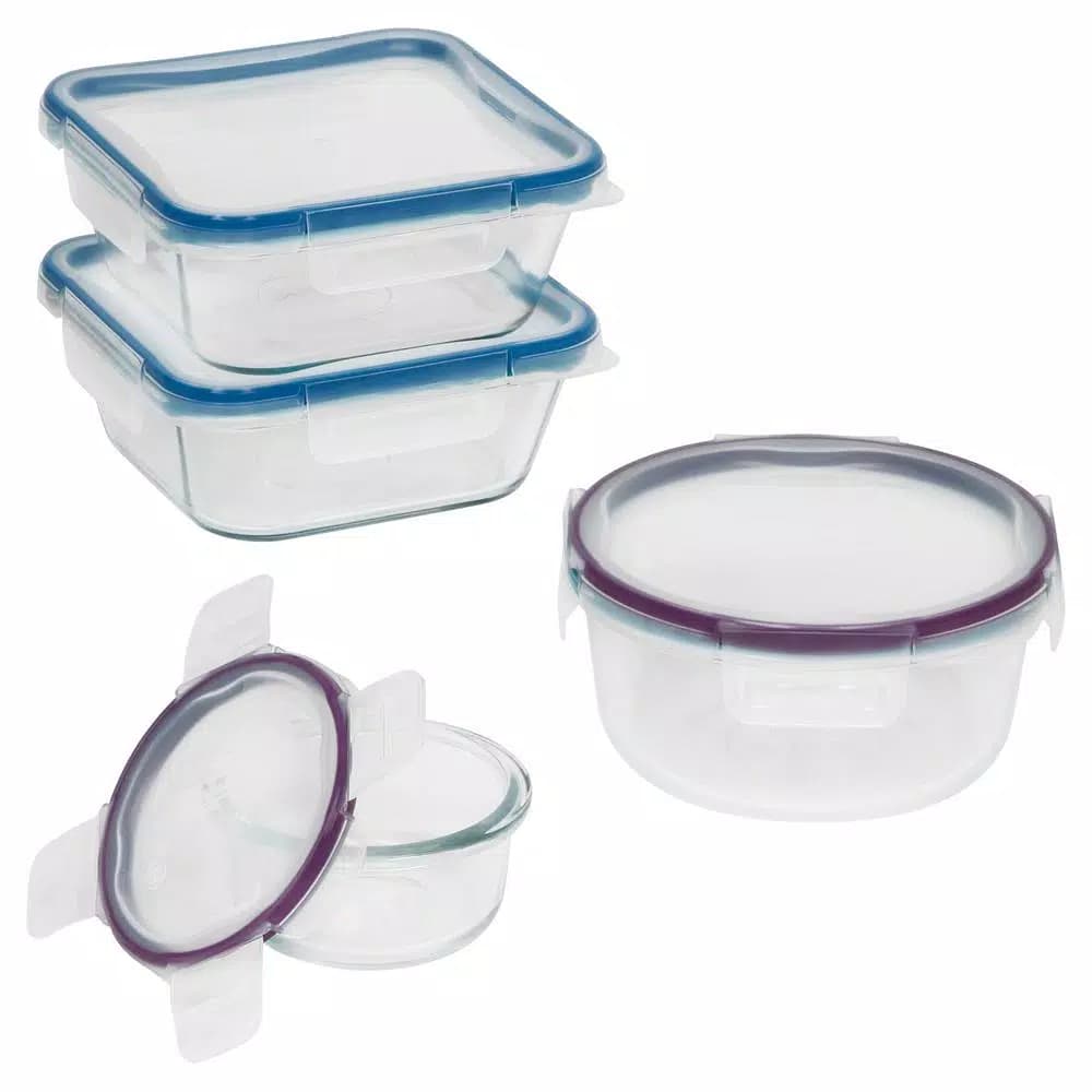 Snapware Total Solutions 8-Piece Glass Food Storage Set with Write + Erase Lids
