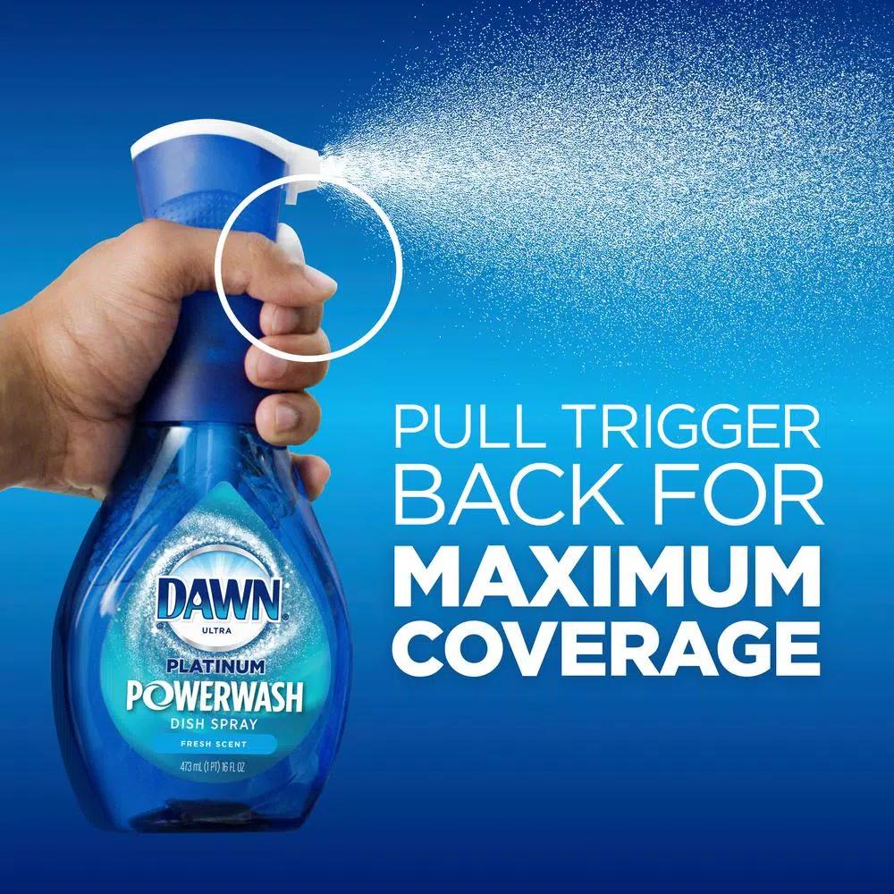Dawn Platinum Powerwash Dish Spray Fresh Scent Bundle - 1 Starter Kit (16 oz) + 1 Refill (16 oz)