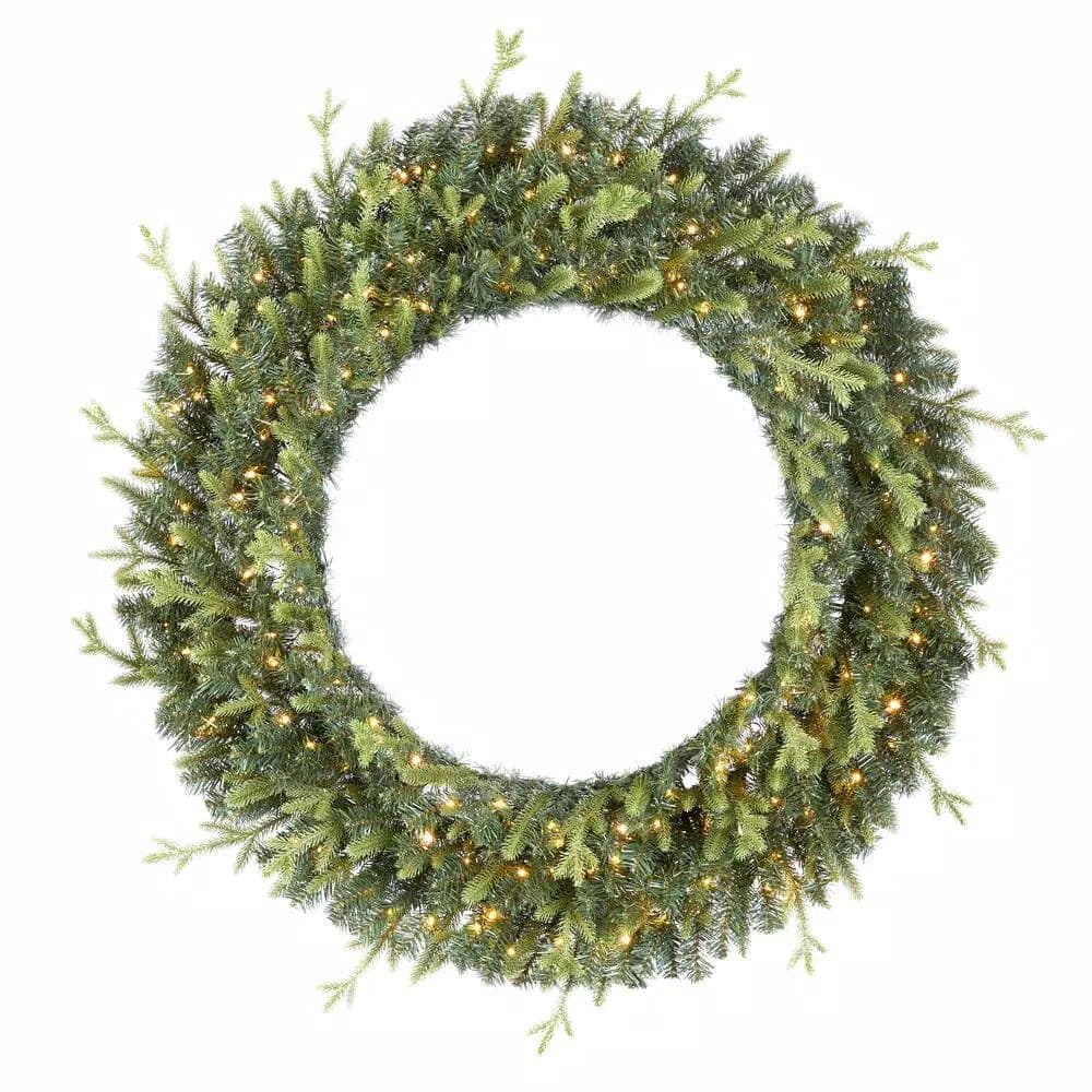 Home Accents Holiday 48 in. Jackson Noble Fir Artificial Wreath with 200 Warm White LED Micro Dot Lights