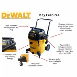 DEWALT 16 Gal. 6.5 HP Poly Wet/Dry Vacuum with 3 Bags and Cartridge Filter thumbnail 2