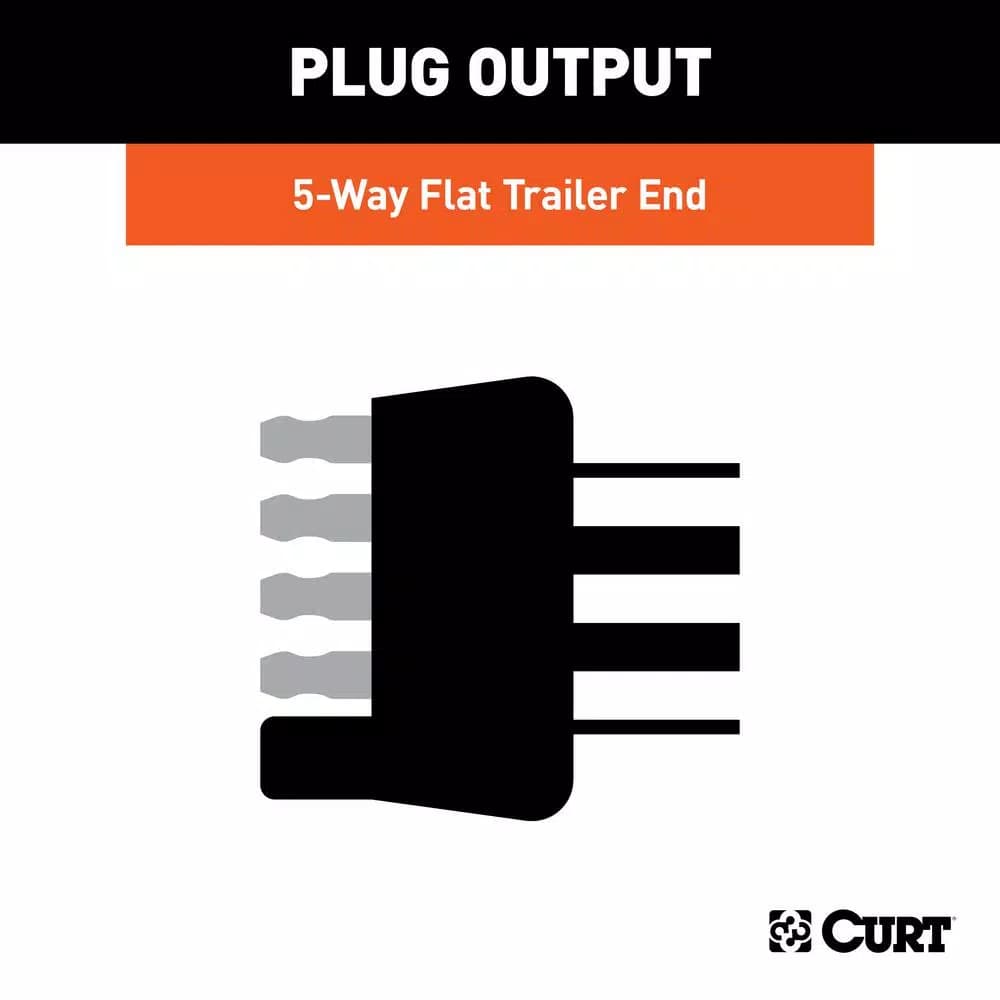 CURT 5-Way Flat Trailer Side Connector Plug with 48" Color-Coded Wires