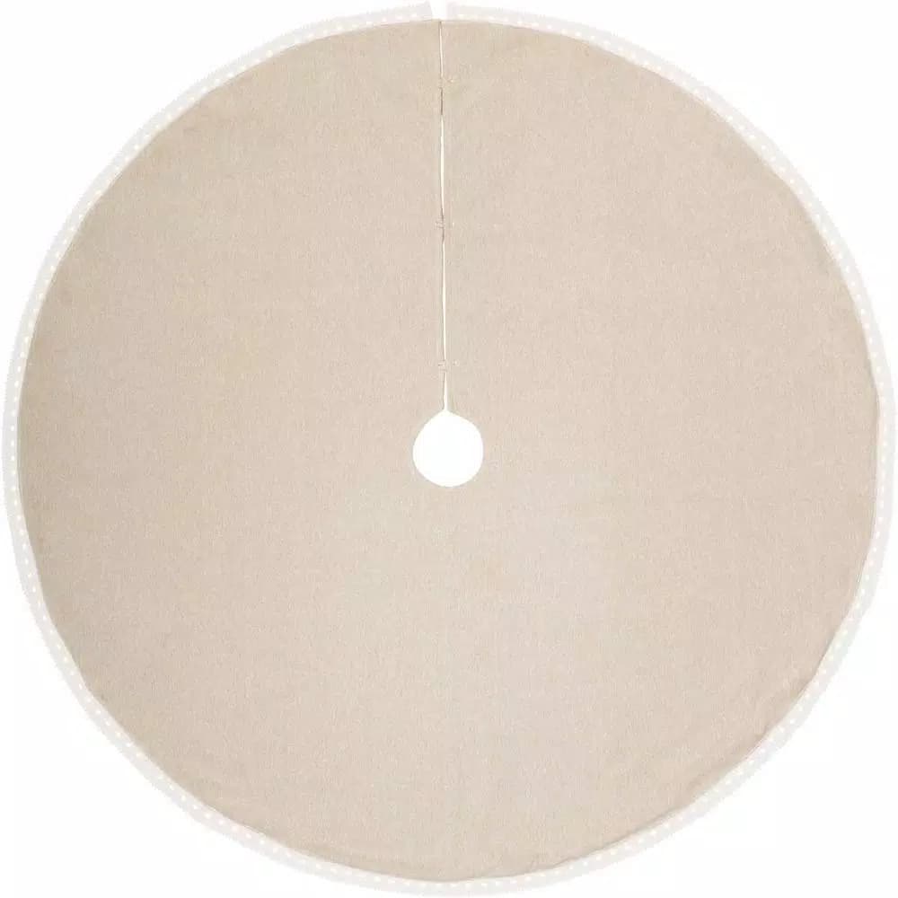 VHC Brands 60 in. Grey Margot Farmhouse Christmas Tree Skirt with Diamond Cut Lace