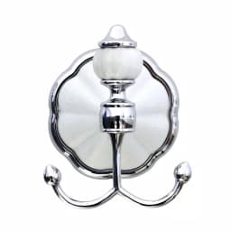 MODONA FLORA Double Robe and Towel Hook - White Porcelain and Polished Chrome thumbnail 2