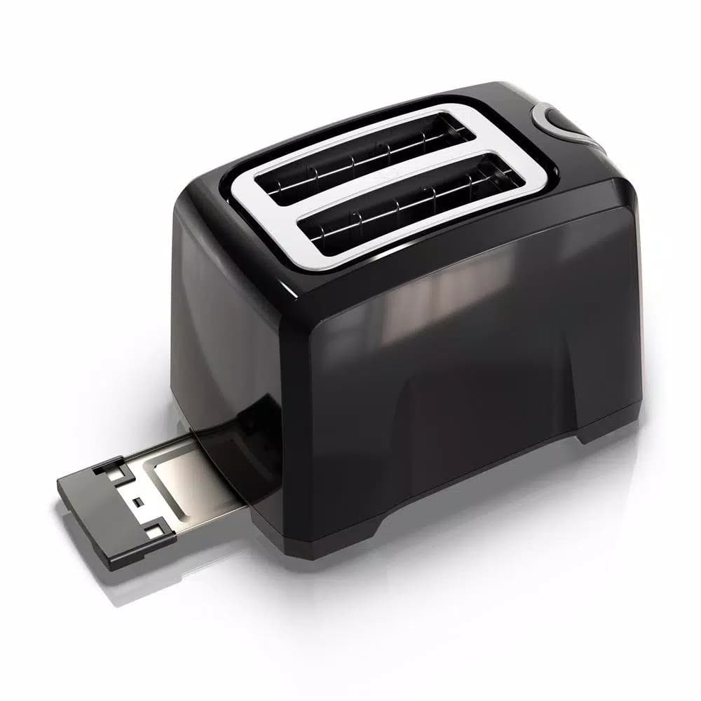 BLACK+DECKER 2-Slice Black Toaster with Extra-Wide Slots and 850-Watt Power