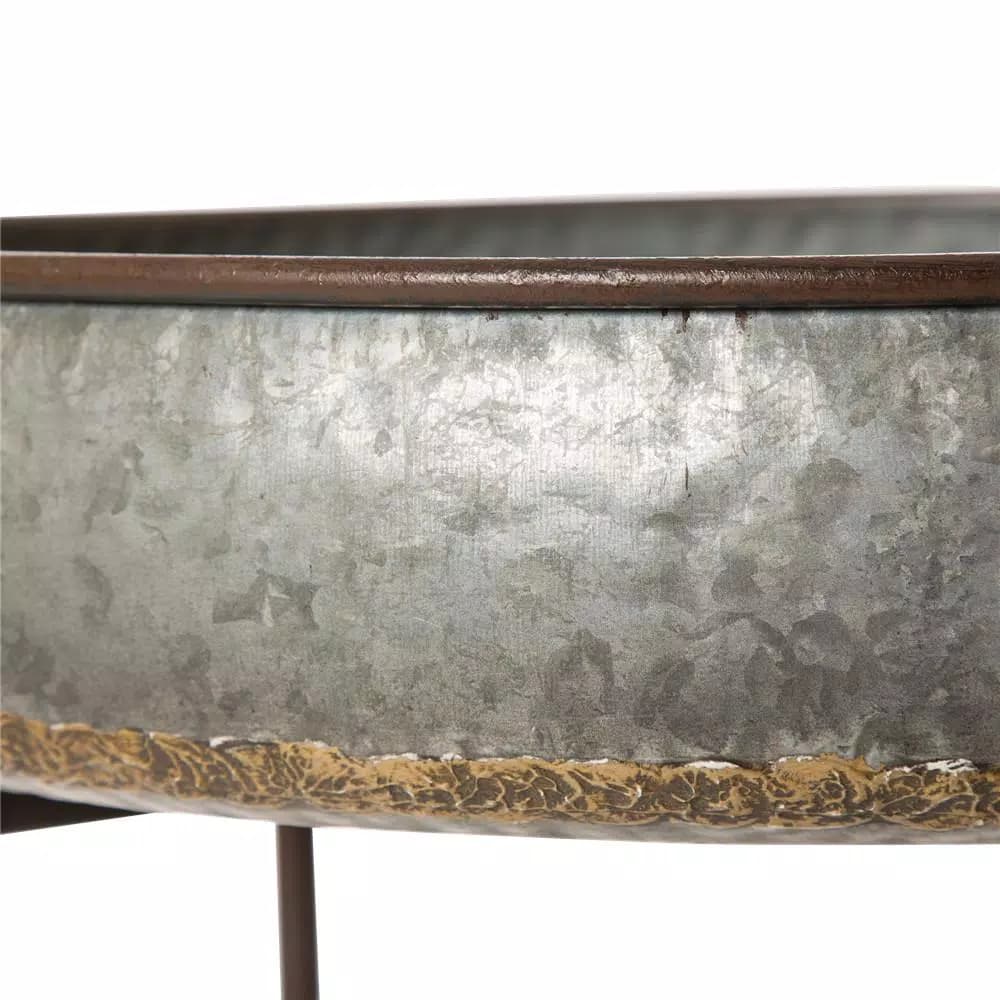 Glitzhome 25.79 in. Galvanized Metal Farmhouse Shelf with Removable Round Tray