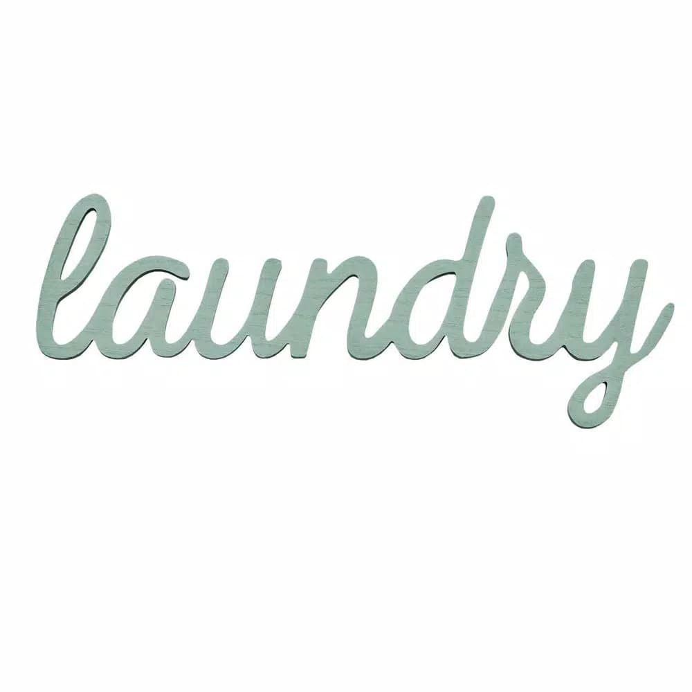 Stratton Home Decor Laundry Wooden Wall Art Sign - Teal Typography Decor