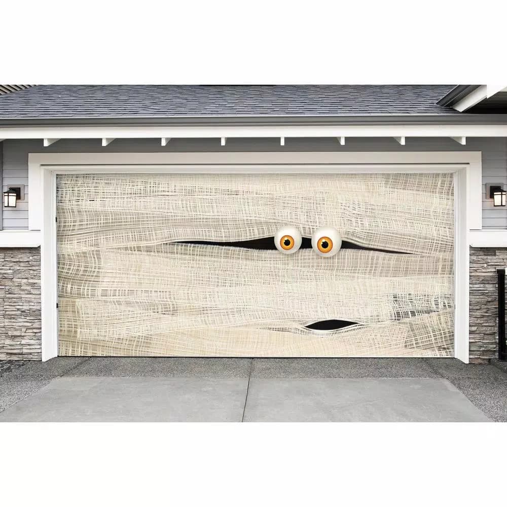 My Door Decor 7 ft. x 16 ft. Halloween Mummy Face Garage Door Banner Mural