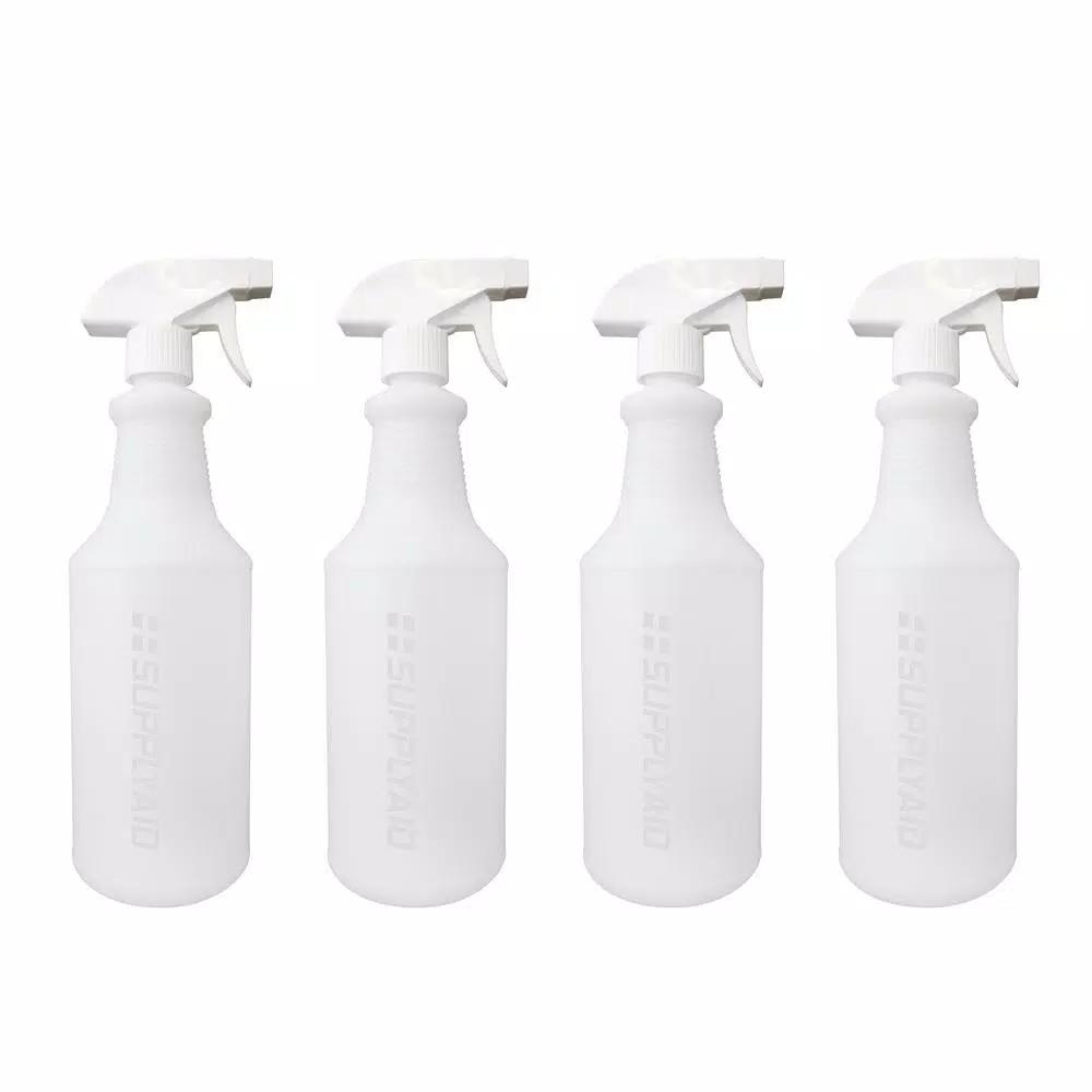 SUPPLYAID 32 oz. All-Purpose Leak-Proof Plastic Spray Bottles with Adjustable Nozzle, 4-Pack