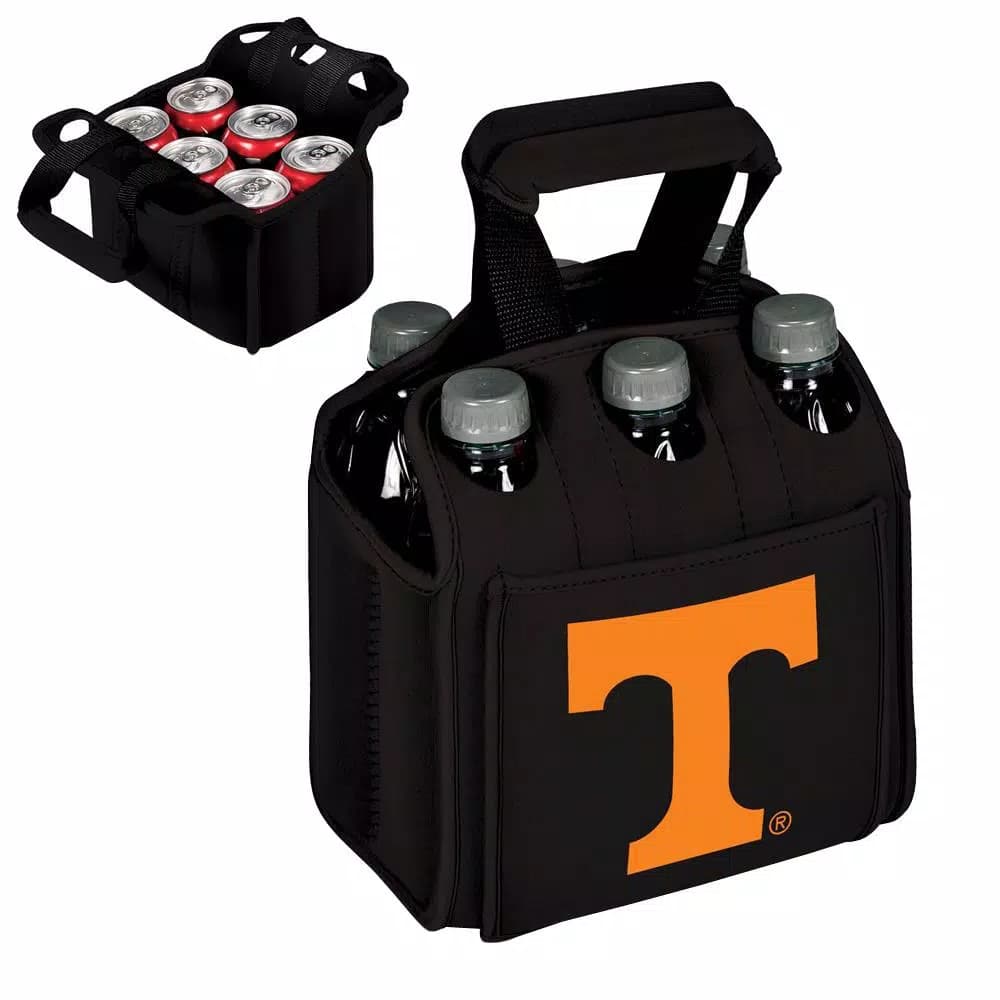 Picnic Time University of Tennessee Volunteers 6-Bottle Insulated Neoprene Beverage Carrier, Black
