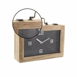 LITTON LANE Vintage Brown and Black Rectangular Wooden Suitcase Table Clock, 8 x 12 in. thumbnail 9