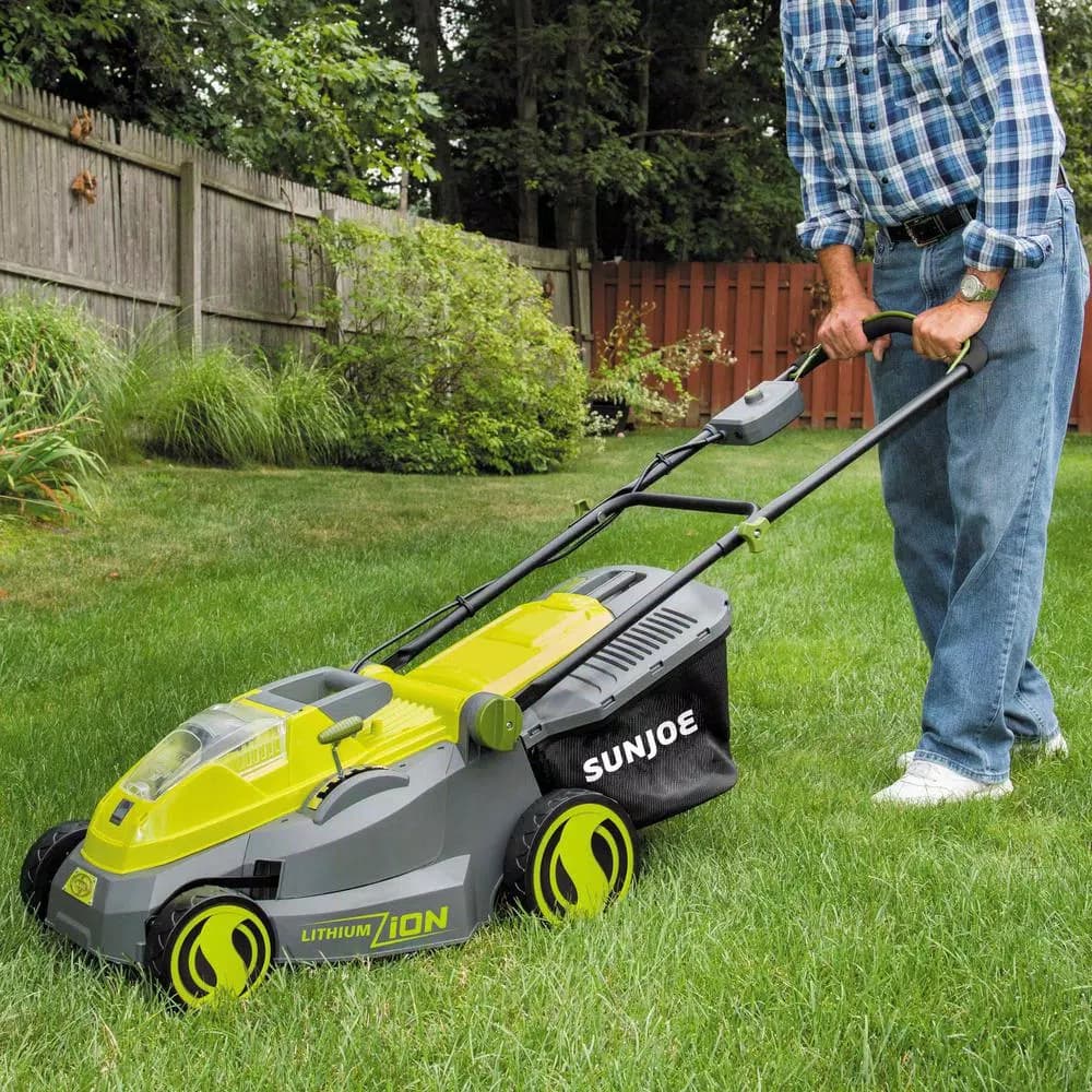 Sun Joe iON16LM 40V Cordless 16 in. Walk Behind Push Mower Kit with 4.0 Ah Battery and Charger