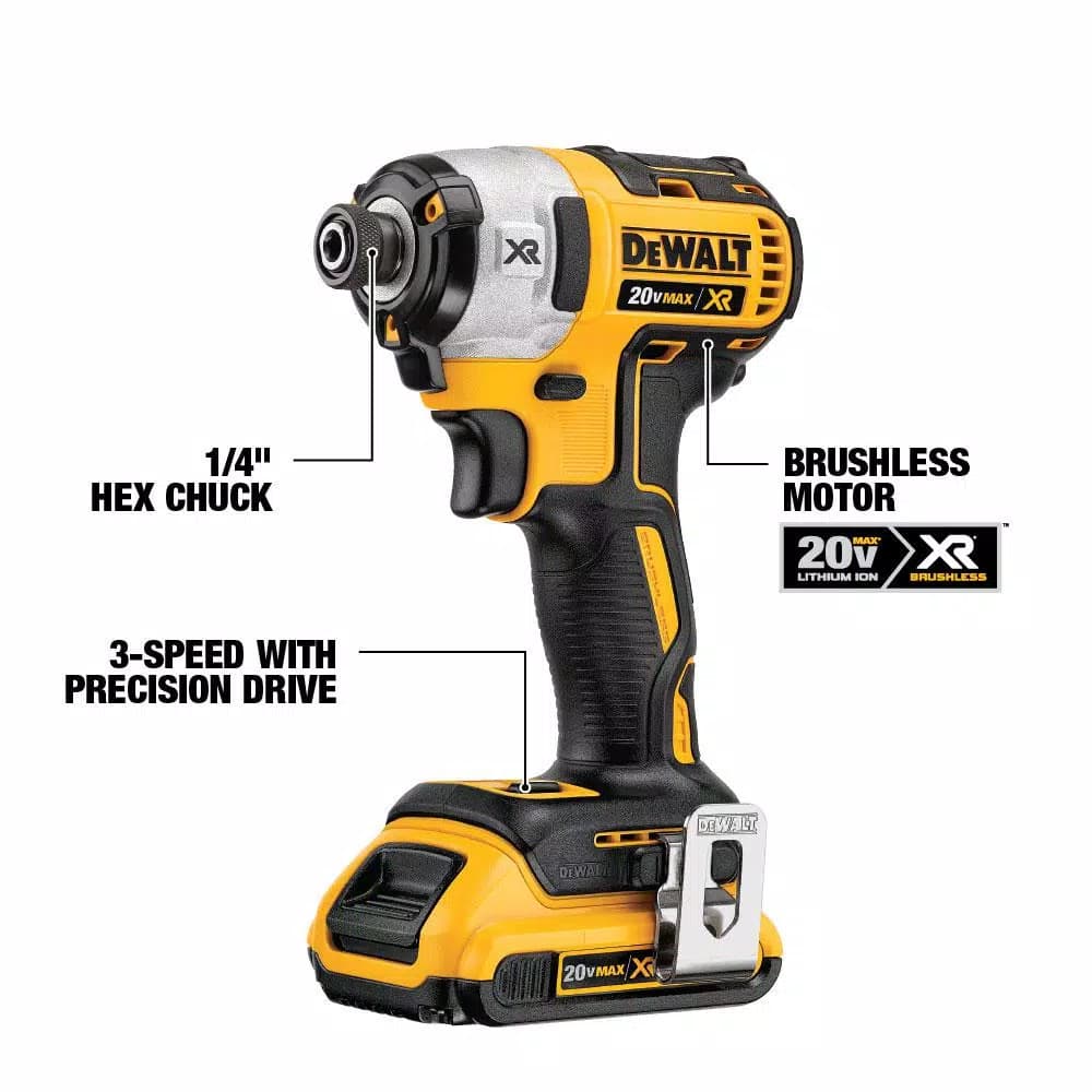 DEWALT 20V MAX XR Brushless 1/4 in. 3-Speed Impact Driver Kit with 142-Piece Mechanics Tool Set