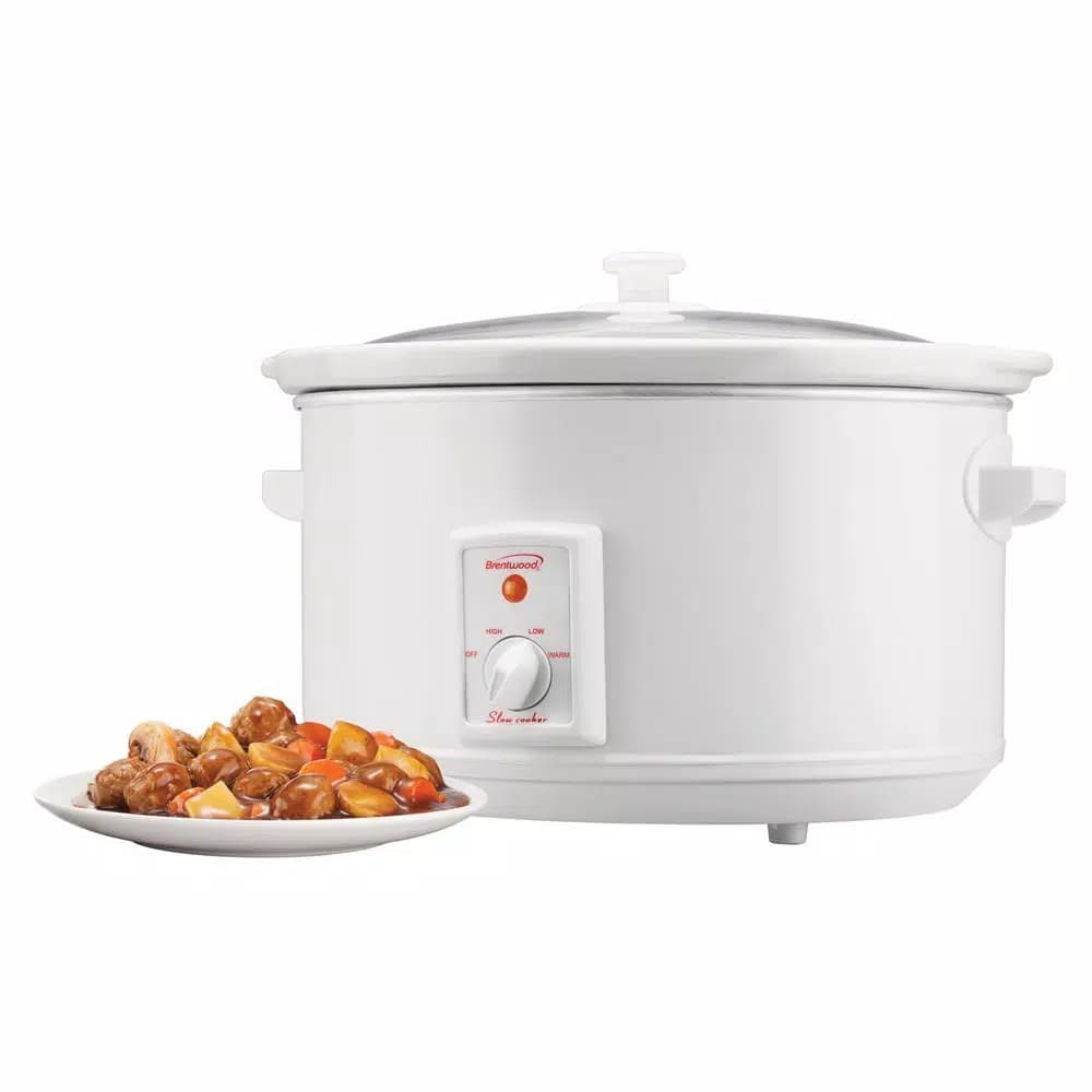 Brentwood Appliances Brentwood 8 Qt. White Slow Cooker with Removable Ceramic Pot and Glass Lid