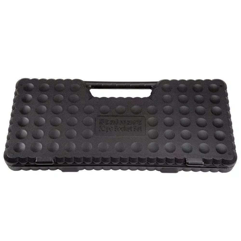 Stalwart 52-Piece SAE and Metric Socket Set with 1/4, 3/8, and 1/2 Drive Ratchets