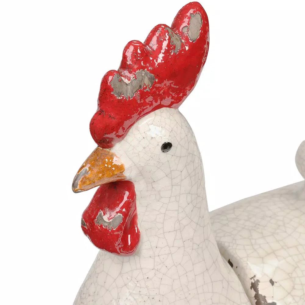 3R Studios 20 in. Stoneware Rooster Decorative Container with Lid - Farmhouse Style