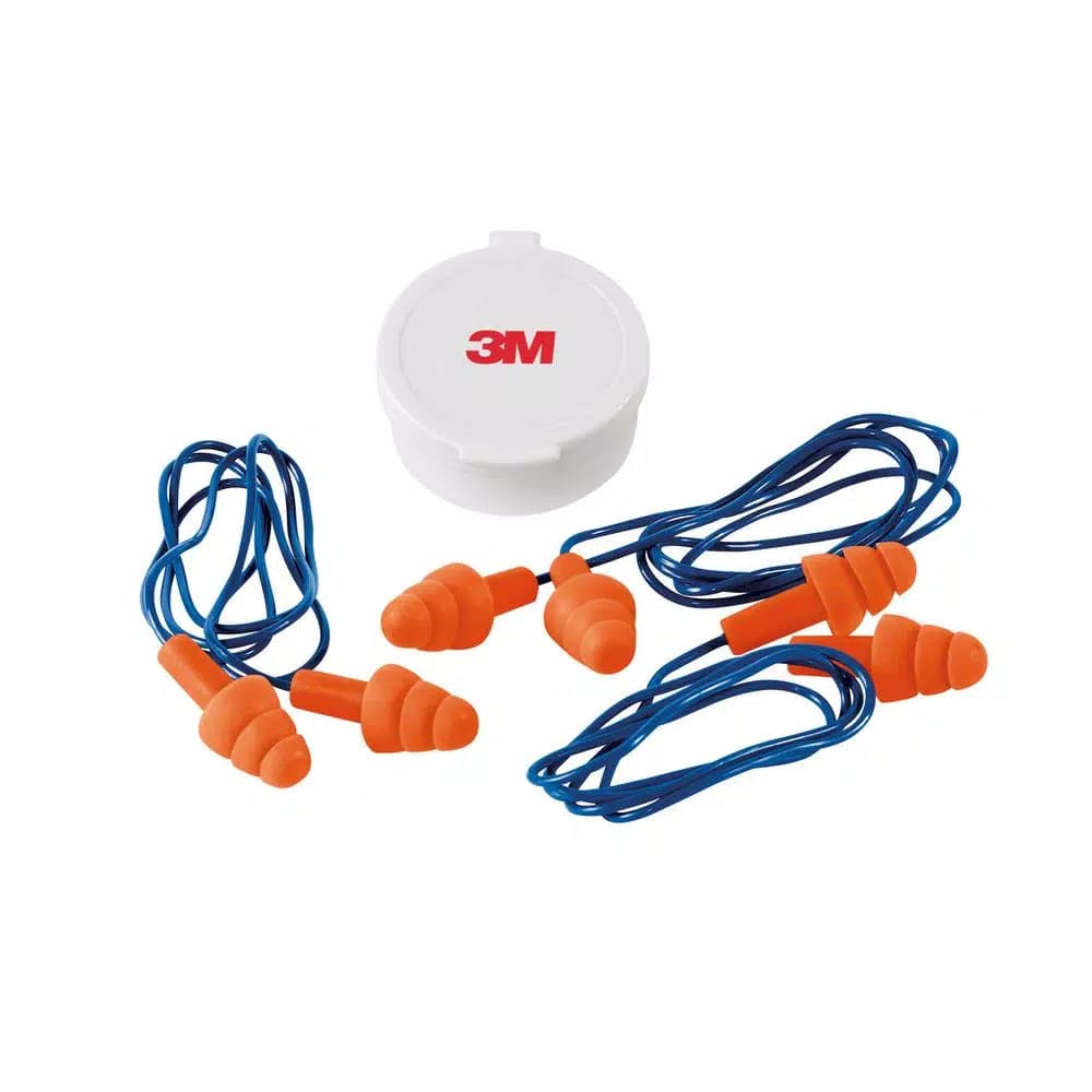 3M Corded Reusable Ear Plugs, Tri-Flange Design, 25 dB NRR (Case of 10 Packs, 30 Pairs Total)