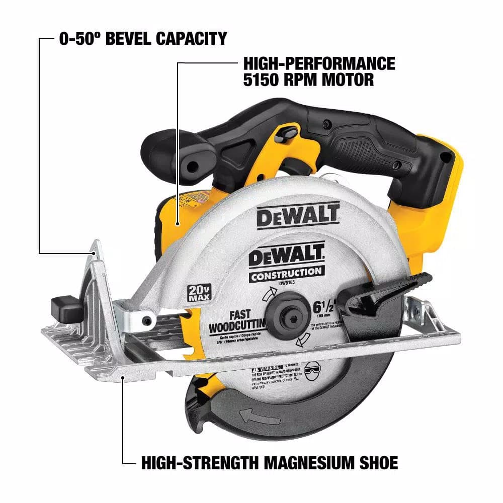 DEWALT 20V MAX Cordless 6-1/2 in. Circular Saw Kit with 3.0 Ah Battery