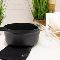 BergHOFF GEM 7.7 qt. Cast Aluminum Nonstick Stock Pot with Glass Lid, Black thumbnail 5