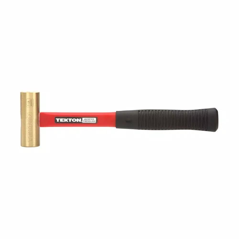 TEKTON 16 oz. Jacketed Fiberglass Brass Hammer, Non-Sparking Mallet
