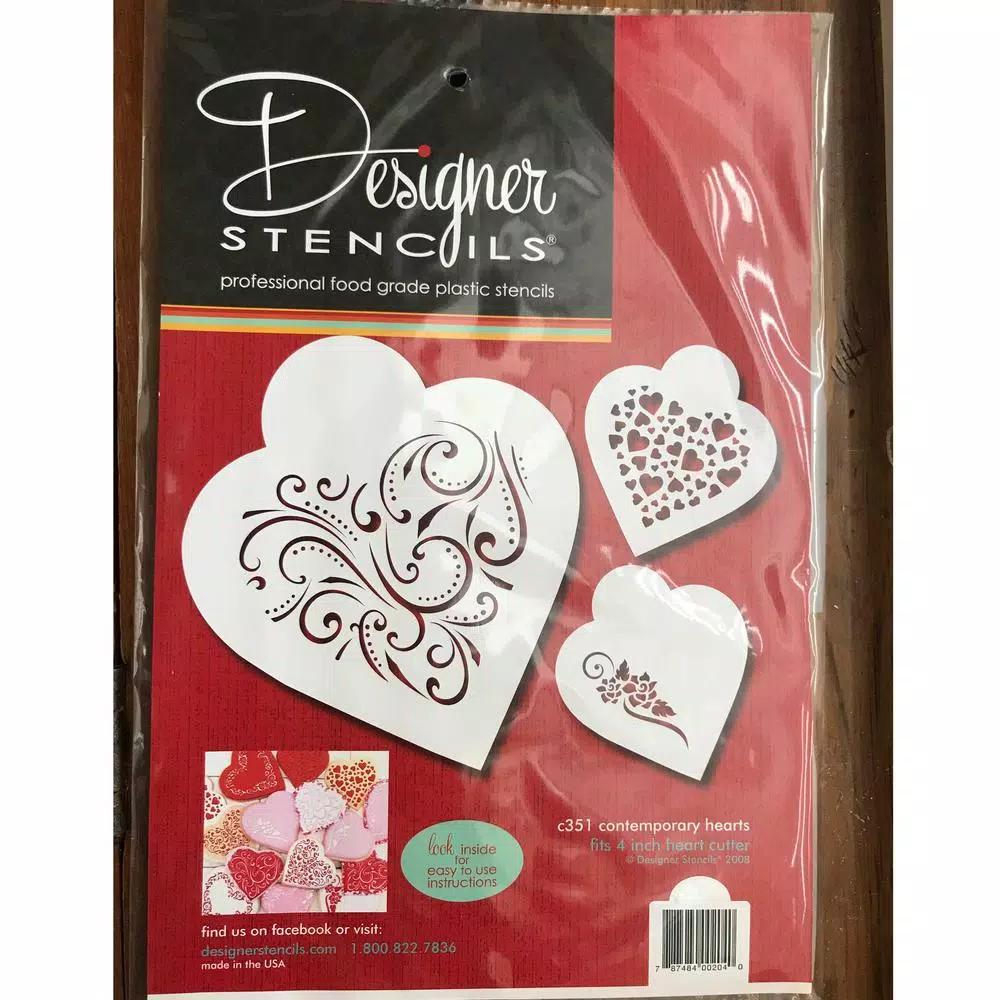 Designer Stencils Contemporary Hearts and Love Cookie Stencil Bundle - 6 Pattern Set