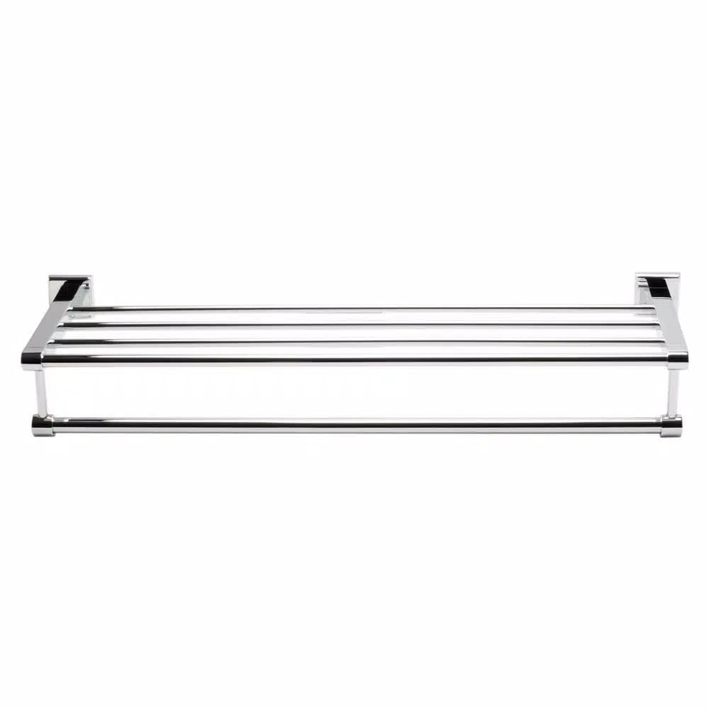 ALFI BRAND 23.63 in. Modern Wall Mount Towel Rack and Shelf, Polished Chrome