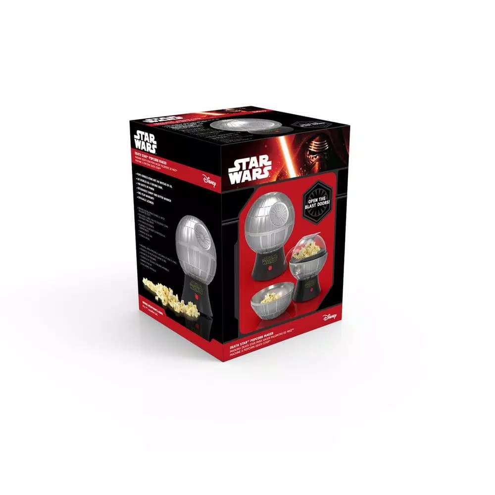Pangea Brands Star Wars Death Star 3 oz. Hot Air Popcorn Popper, Grey Metallic Countertop Machine