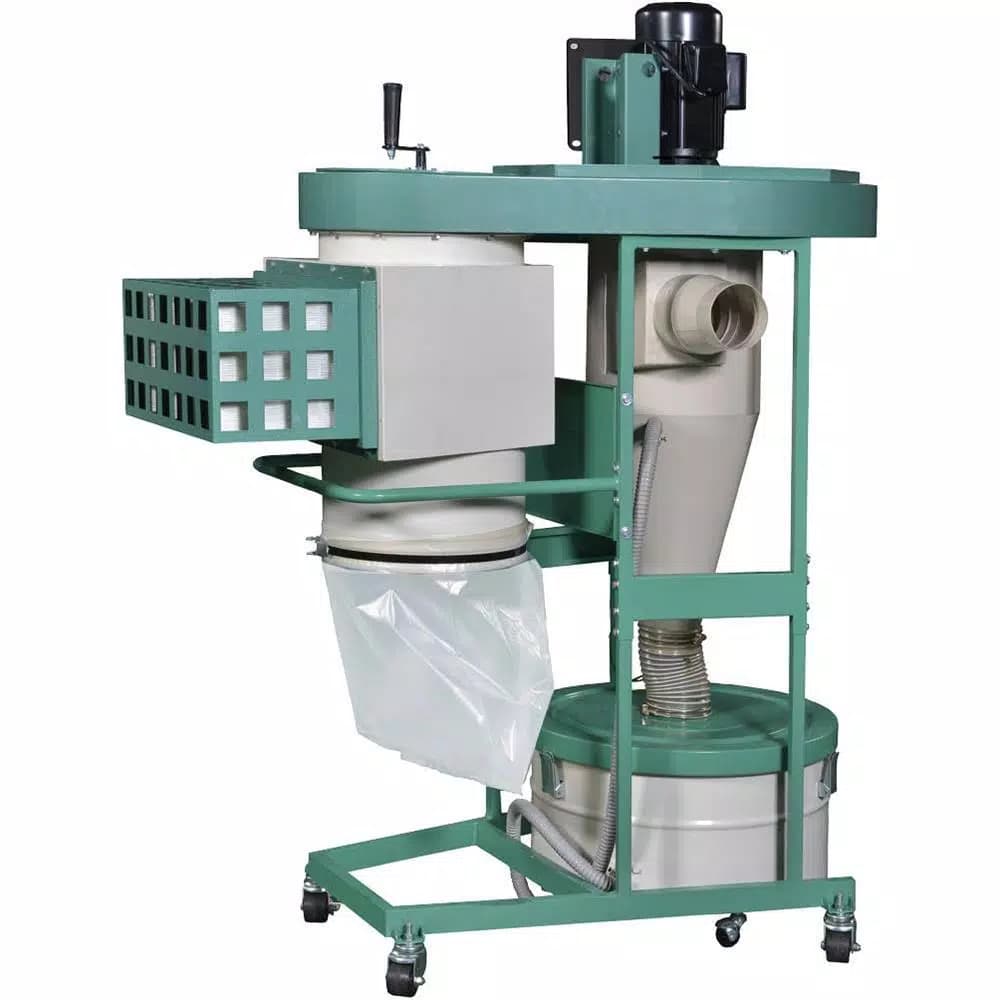 Grizzly Industrial 1-1/2 HP Ultra-Quiet Dual-Filtration HEPA Cyclone Dust Collector, 880 CFM