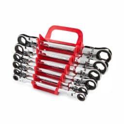 TEKTON 6-Piece Metric Flex-Head Ratcheting Box End Wrench Set, 8-19 mm thumbnail 1