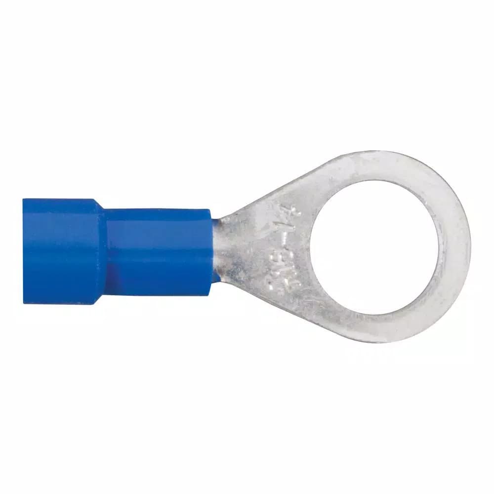 CURT Ring Terminals, 16-14 AWG Wire Gauge, 5/16 in Stud Size, Blue, 100-Pack