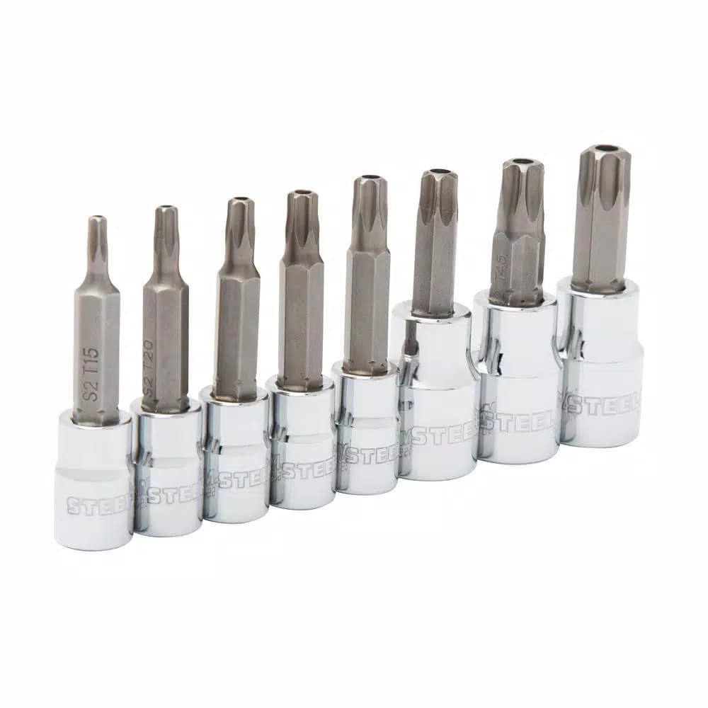 Steelman 8-Piece Tamper-Resistant Star Bit Socket Set, 1/4 in. and 3/8 in. Drive
