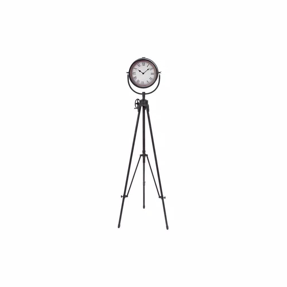 LITTON LANE 57 in. Industrial Tripod Floor Clock with Camera-Style Base