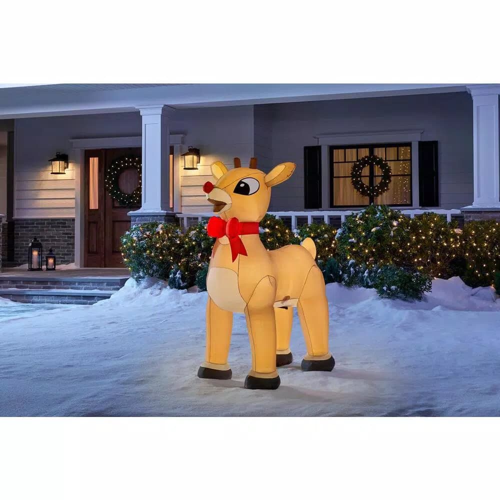 Rudolph 4.99 ft. Rudolph the Red-Nosed Reindeer Inflatable with Glowing Red Nose and Red Bow