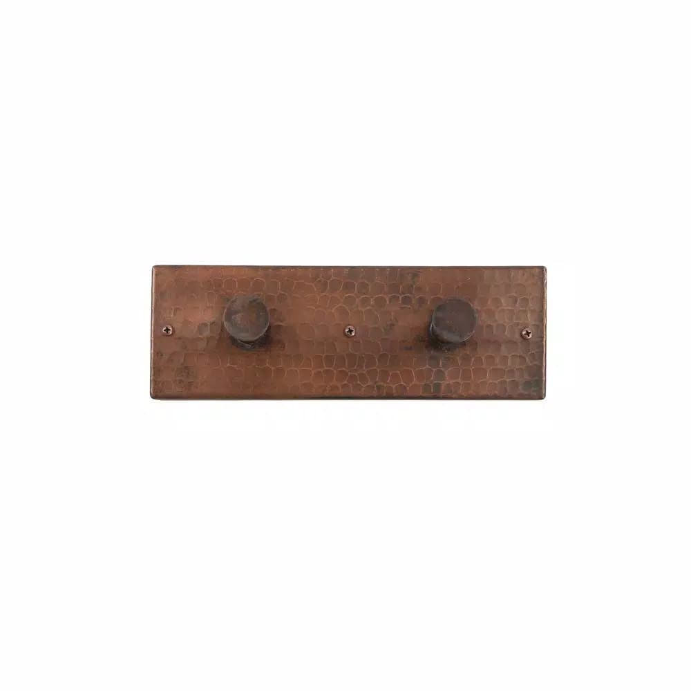 Premier Copper Products Hand Hammered Copper Double Robe Hook, Oil Rubbed Bronze