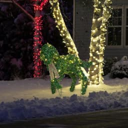 ProductWorks 20 in. Pre-lit Faux Boxwood Topiary Dog Sculpture with 50 LED Lights thumbnail 2
