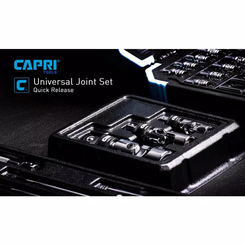 Capri Tools Quick Release Universal Joint Set, 3-Piece Chrome Vanadium Steel