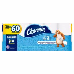 Charmin Ultra Soft Toilet Paper, 30 Double Rolls thumbnail 1