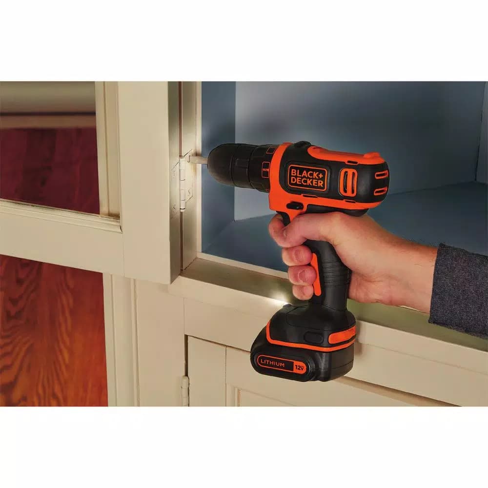 BLACK+DECKER 12V MAX Lithium-Ion Cordless 3/8 in. Drill Driver Kit with 1.5 Ah Battery and Charger