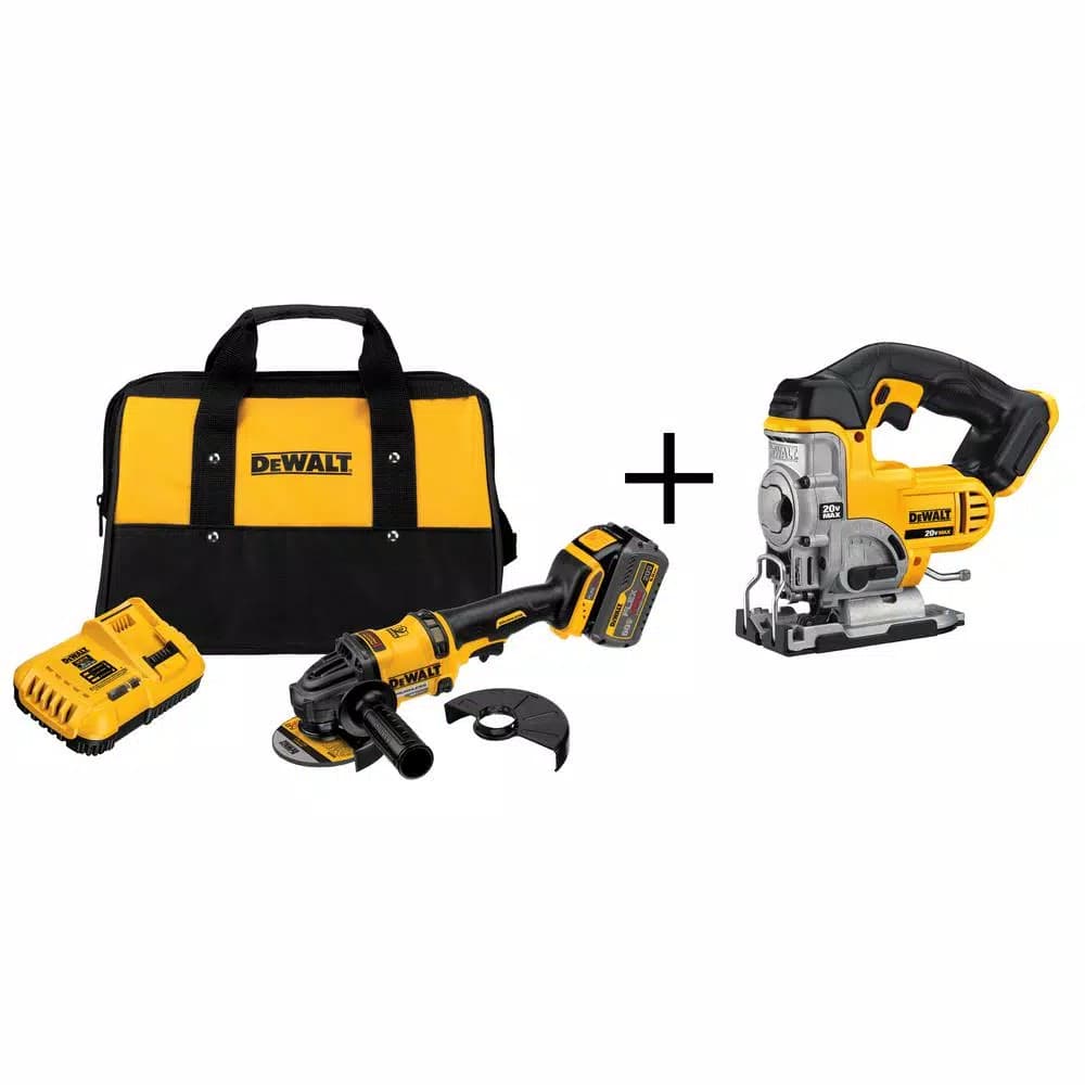 DEWALT FLEXVOLT 60V MAX Brushless 4-1/2 in. Angle Grinder Kit with 6.0Ah Battery & Bonus Jigsaw
