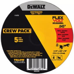 DEWALT FLEXVOLT 4-1/2 in. Ceramic Cutting Wheels, 7/8 in. Arbor, 5-Pack thumbnail 1