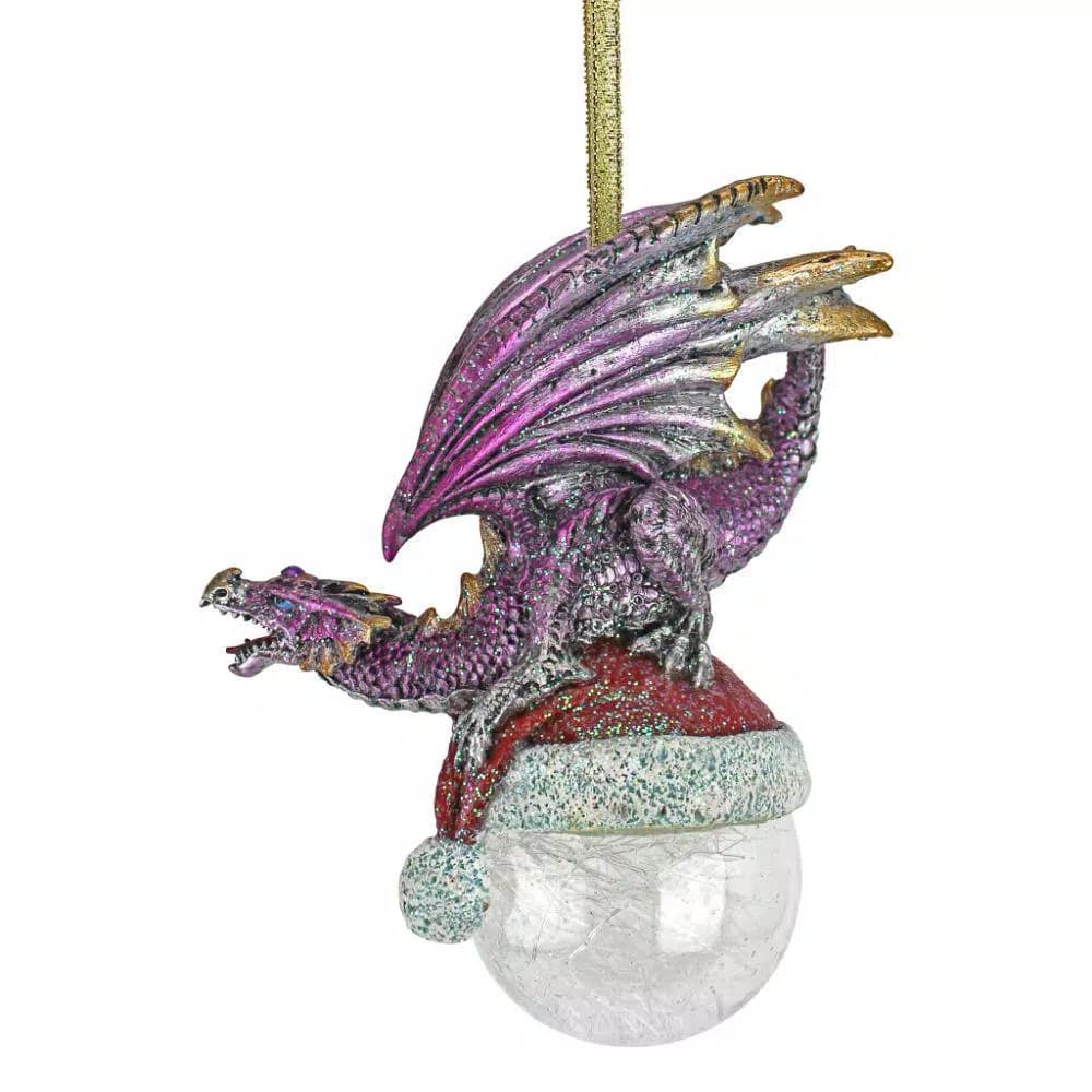 Design Toscano North Pole Dragon Holiday Ornament, Artist Liam Manchester, 6.5 in.