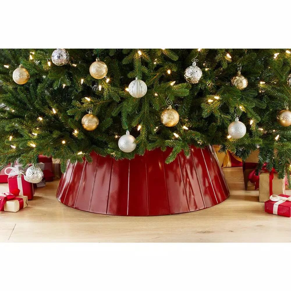 Home Accents Holiday 27 in. Red Metal Christmas Tree Collar