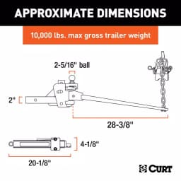 CURT Short Trunnion Bar Weight Distribution Hitch Kit (8K-10K lbs GTW, 28-3/8" Bars) thumbnail 5