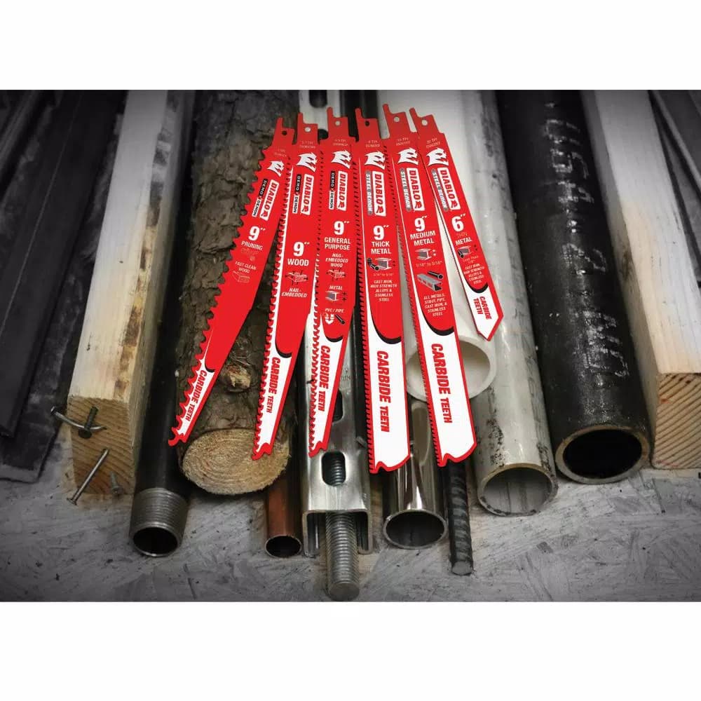 Diablo Demo Demon 6 in. Carbide-Tipped Reciprocating Saw Blade, 6/9 TPI for Nail-Embedded Wood