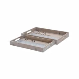LITTON LANE Coastal Living Rustic Wood & Galvanized Metal Decorative Serving Trays, Set of 2 thumbnail 2