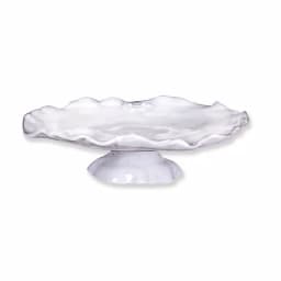 Abigails Fleur De Lis Ruffled Edge Ceramic Footed Cake Stand - Handcrafted in Italy thumbnail 1